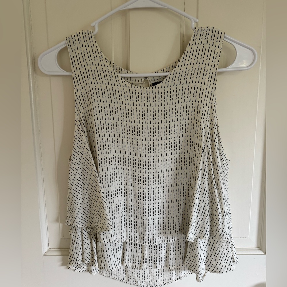 Zara sleeveless top in white / cream with black details size S
